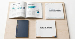 Libros y revistas con diferentes tipos de encuadernación