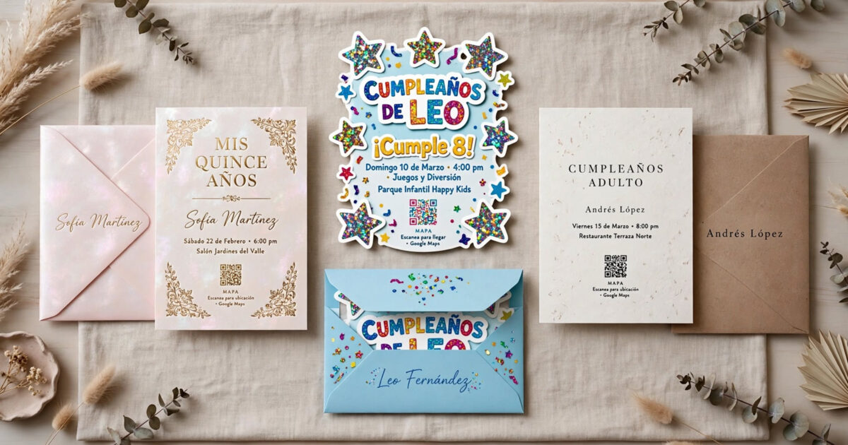 Invitaciones de Cumpleaños Personalizadas (15 años, Infantiles, Adultos)
